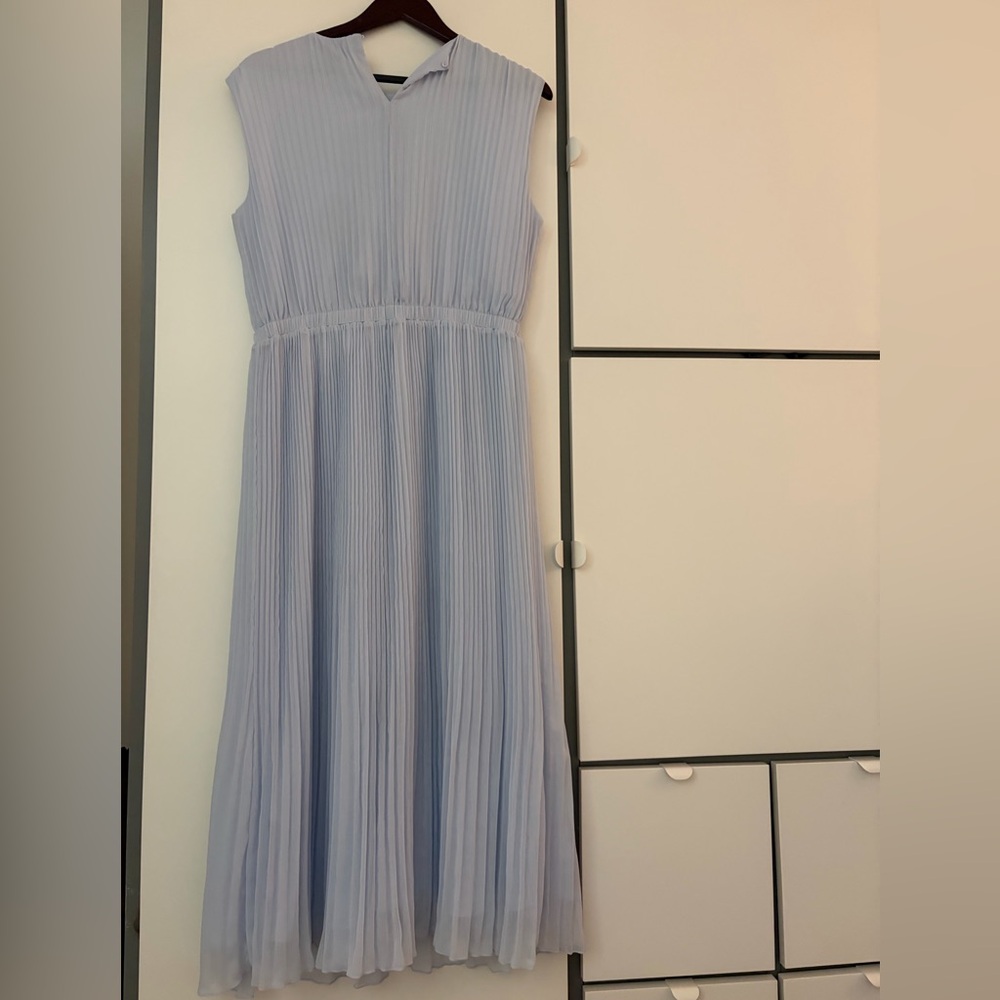 H&M Light Blue Pleated Sleeveless Maxi Dress